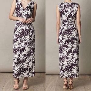 Diane von Furstenberg Nalan Silk Wrap Purple Geometric Print Womens 2 Midi Dress